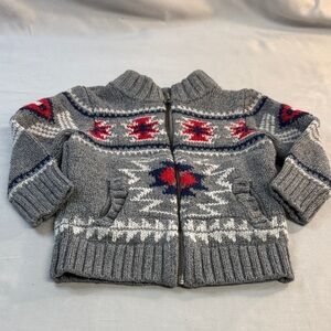 GAP - 18-24M Grey Patterned Kids Sweater Cardigan/Jacket